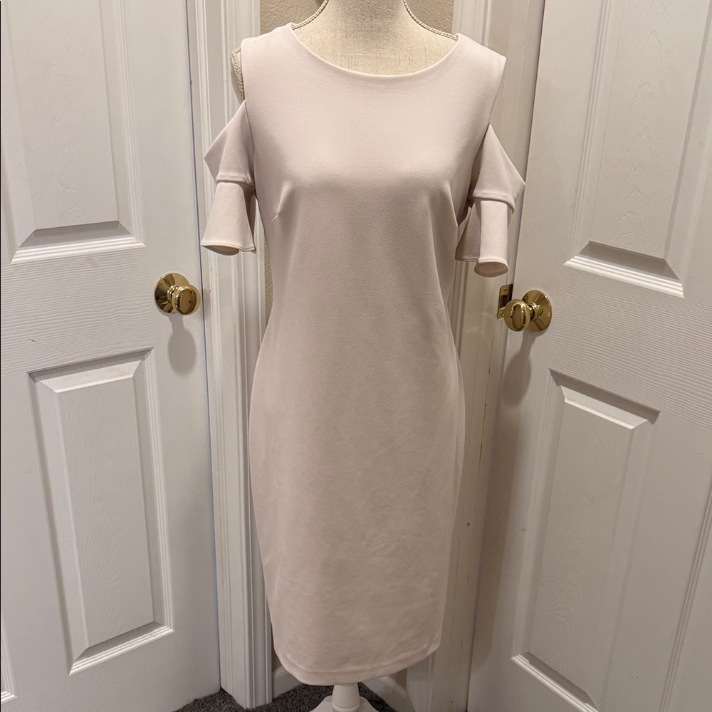 Calvin Klein Light Blush Cold-Shoulder Midi Dress